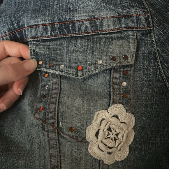 Y2K denim floral trim jacket - Picture 2 of 12